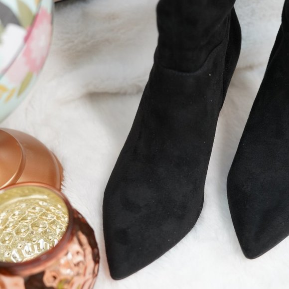 BCBGeneration Womens Marlo Knee-High Boots Suede Pointed Toe - Black Micro Suede - Picture 2 of 6